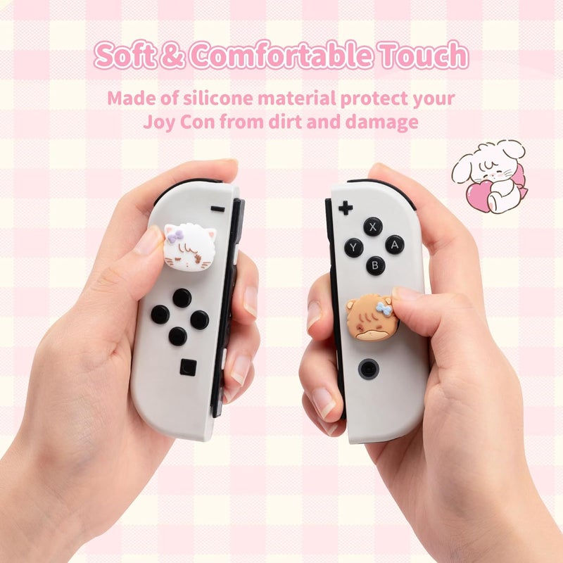 GEEKSHARE 4PCS Switch Thumb Grip Caps,Kawaii Thumbstick Caps,Soft Silicone Joystick Cover Compatible with Switch/OLED/Lite - Mikko Sweet Thoughts - Image 4